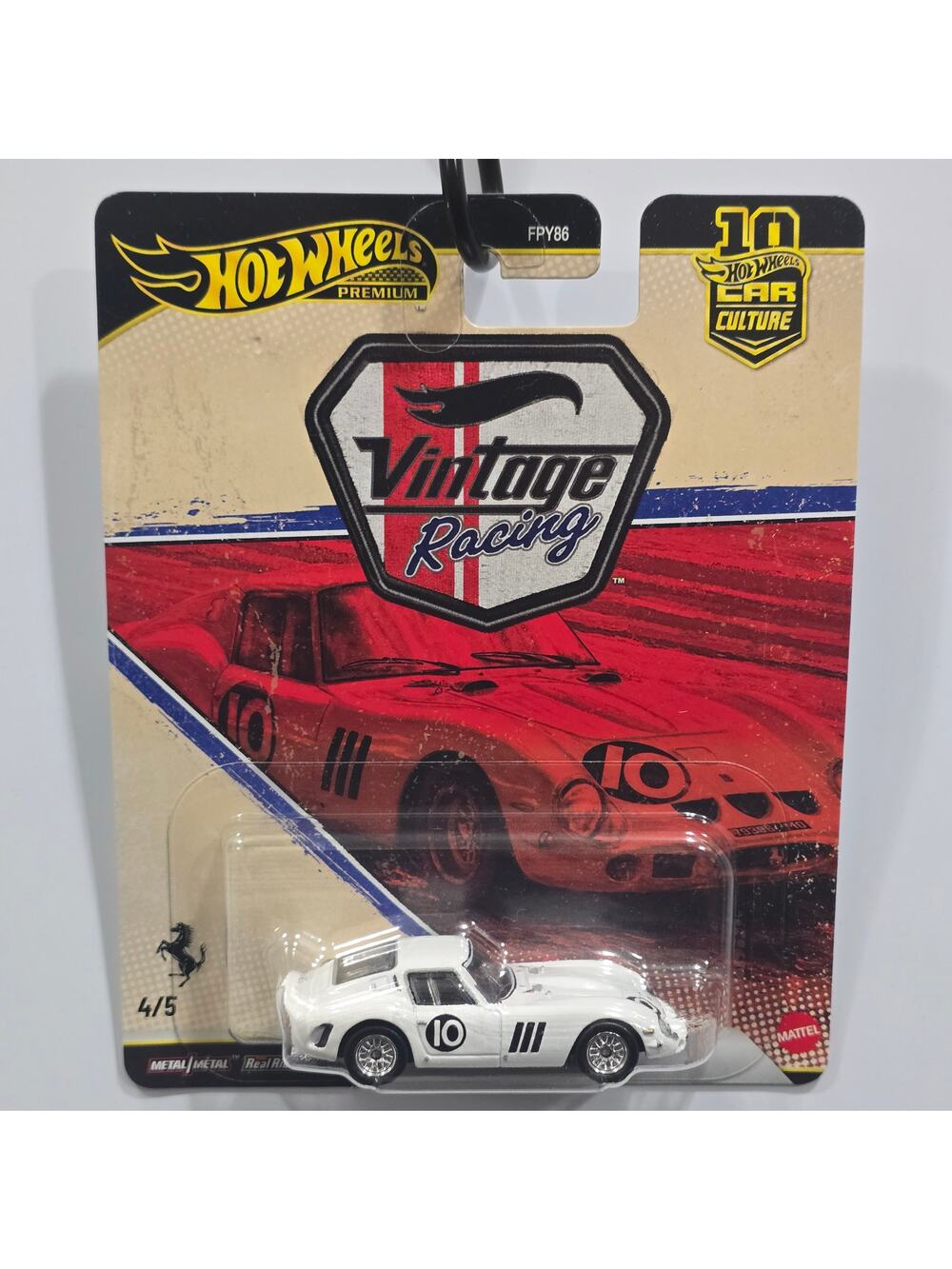 Hot Wheels Premium Car Culture Vintage Racing Ferrari 250 GTO 4/5 MOC White